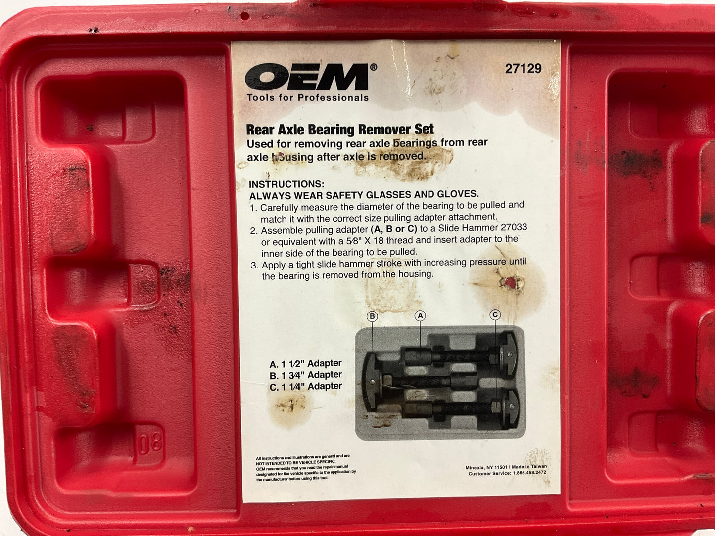 USED #46 - OEM Tools 27129 Rear Axle Bearing Remover Tool Set