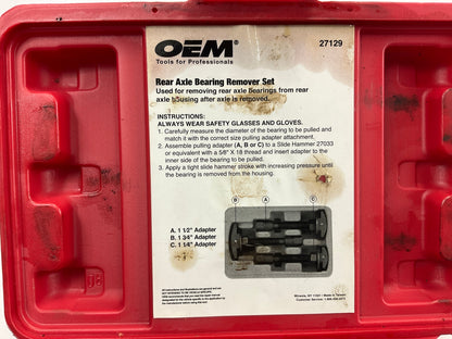 USED #46 - OEM Tools 27129 Rear Axle Bearing Remover Tool Set