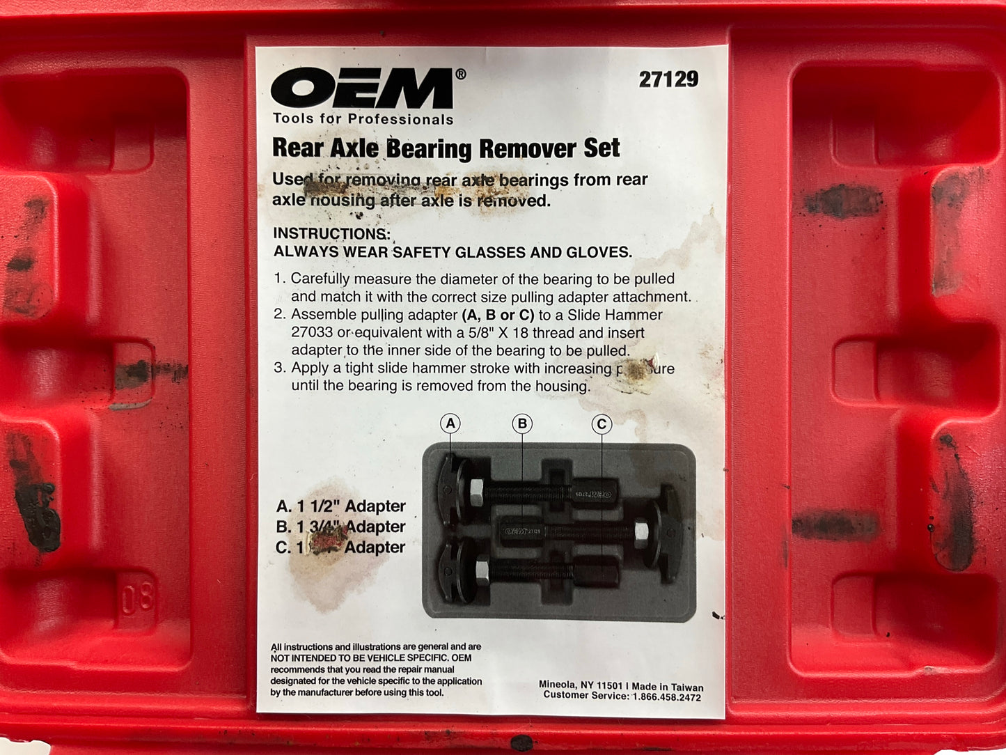 USED #47 OEM Tools 27129 Rear Axle Bearing Remover Tool Set
