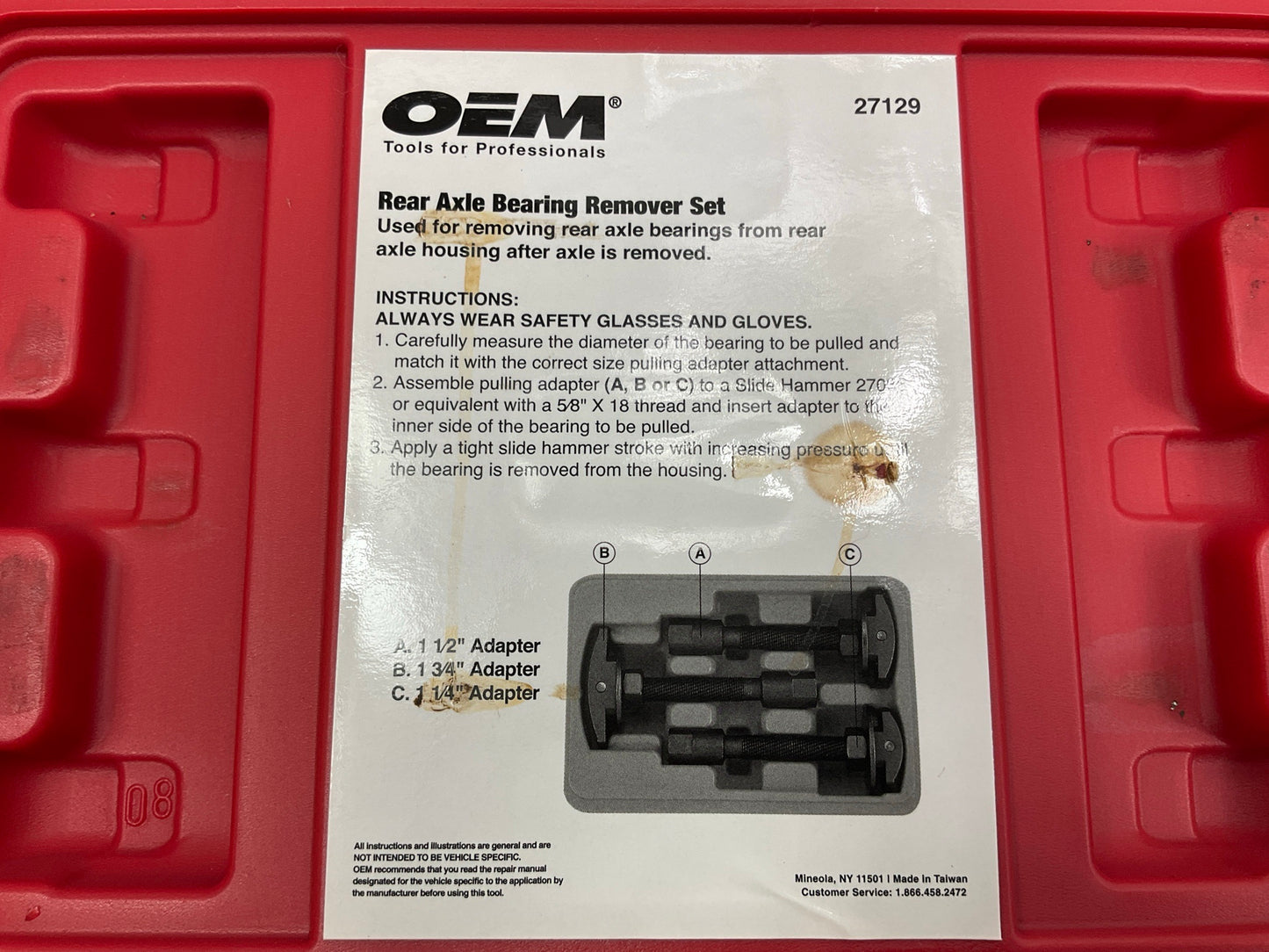 USED #48 OEM Tools 27129 Rear Axle Bearing Remover Tool Set