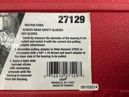 USED #48 OEM Tools 27129 Rear Axle Bearing Remover Tool Set
