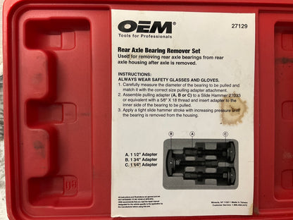 USED #1 - OEM Tools 27129 Rear Axle Bearing Remover Tool Set