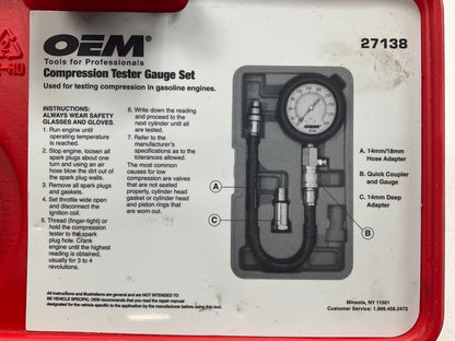 USED #10 - OEM TOOLS 27138 Engine Cylinder Compression Tester Gauge Tool Set Kit