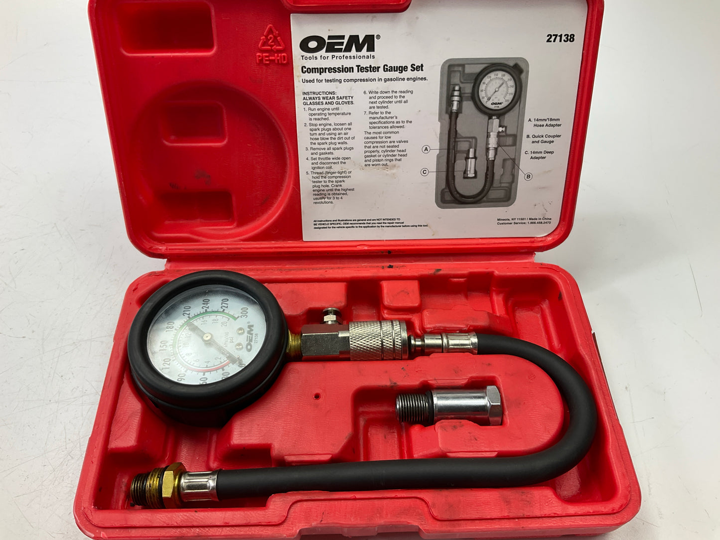 USED #8 - OEM TOOLS 27138 Engine Cylinder Compression Tester Gauge Tool Set Kit