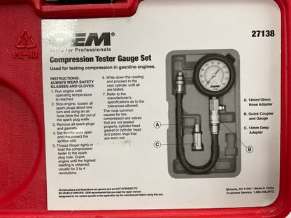 USED #13 - OEM TOOLS 27138 Engine Cylinder Compression Tester Gauge Tool Set Kit