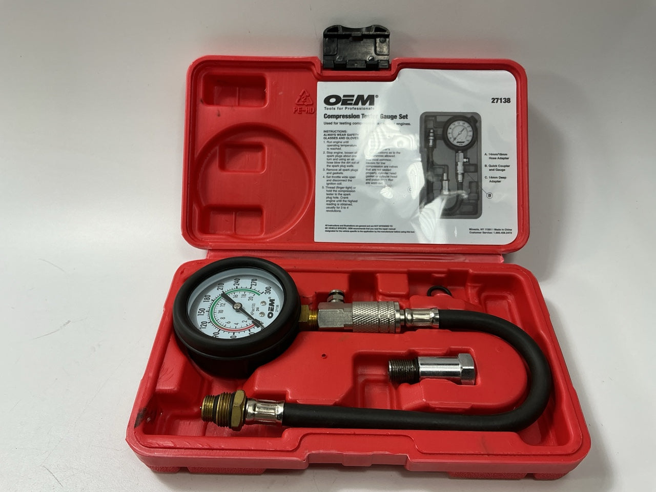 USED #16 - OEM TOOLS 27138 Engine Cylinder Compression Tester Gauge Tool Set Kit