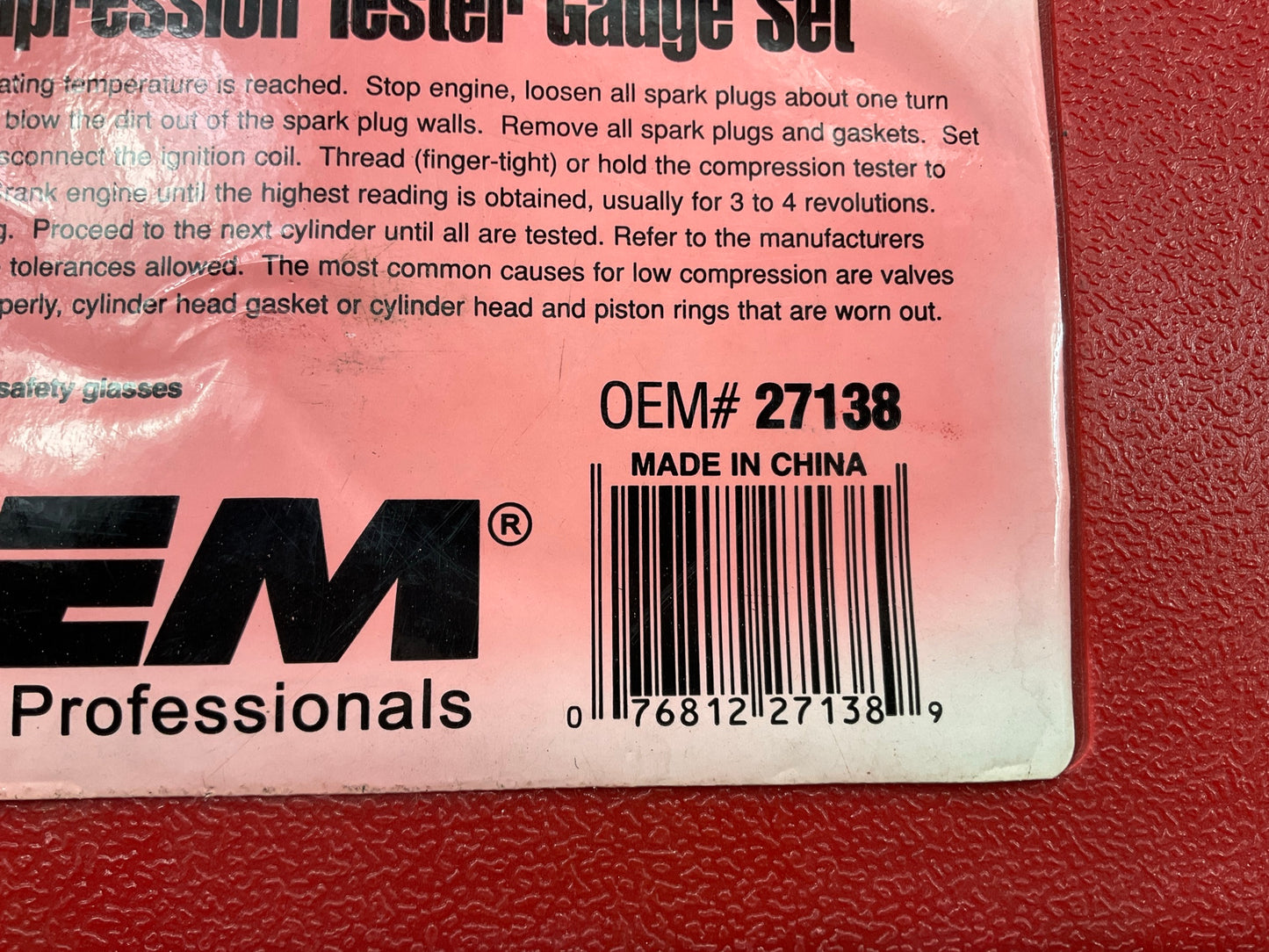 USED #17 - OEM TOOLS 27138 Engine Cylinder Compression Tester Gauge Tool Set Kit
