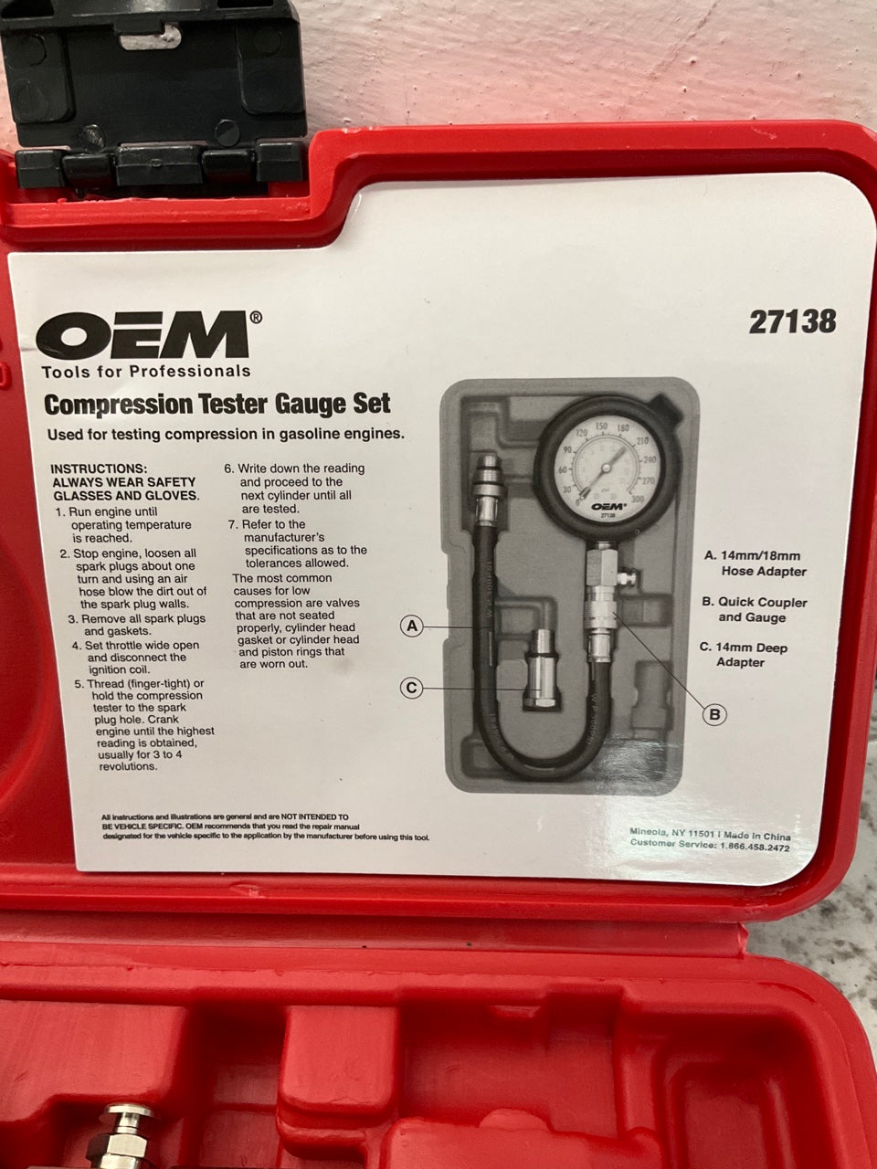 Oem Tools 27138 Engine Cylinder Compression Tester Tool