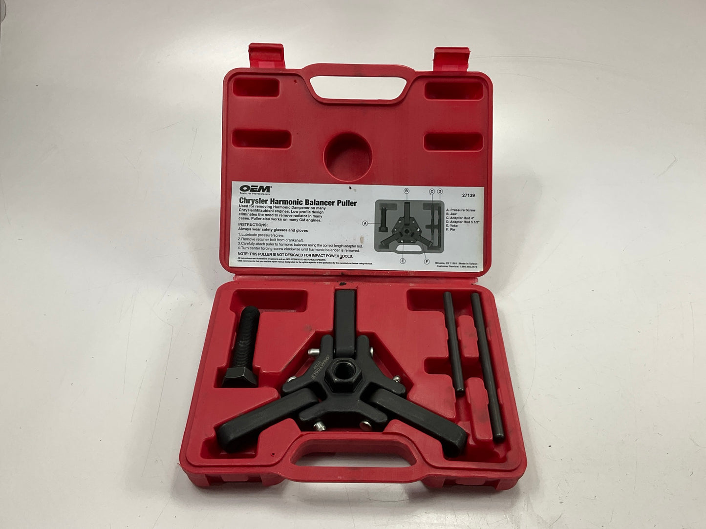 USED #26 OEM TOOLS 27139 Harmonic Damper, Balancer Removal Tool Set For Chrysler