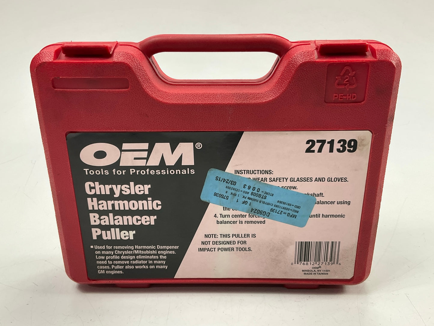 USED #26 OEM TOOLS 27139 Harmonic Damper, Balancer Removal Tool Set For Chrysler