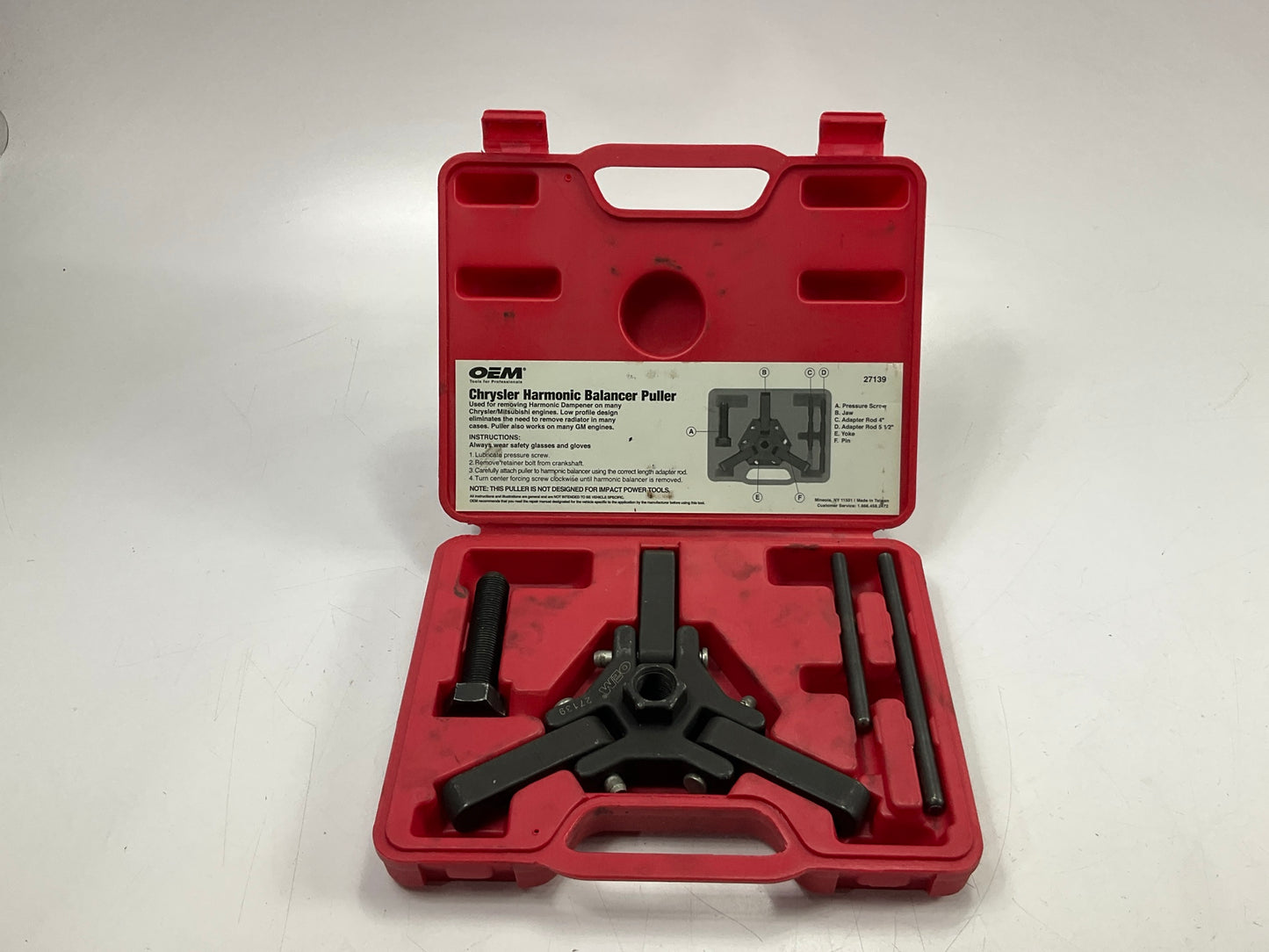 USED #27 OEM TOOLS 27139 Harmonic Damper, Balancer Removal Tool Set For Chrysler