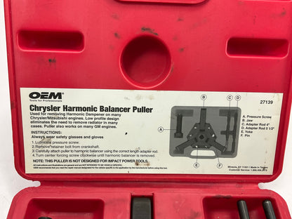 USED #27 OEM TOOLS 27139 Harmonic Damper, Balancer Removal Tool Set For Chrysler