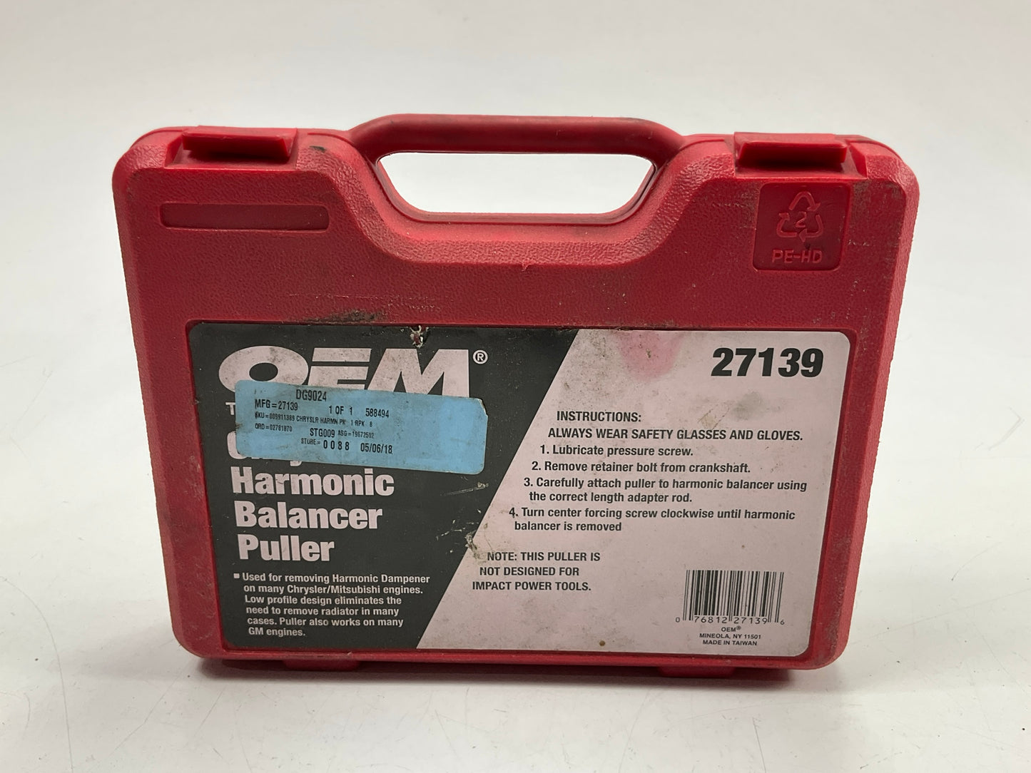 USED #28 OEM TOOLS 27139 Harmonic Damper, Balancer Removal Tool Set For Chrysler