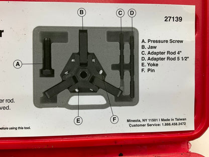 USED #9 OEM TOOLS 27139 Harmonic Damper, Balancer Removal Tool Set For Chrysler