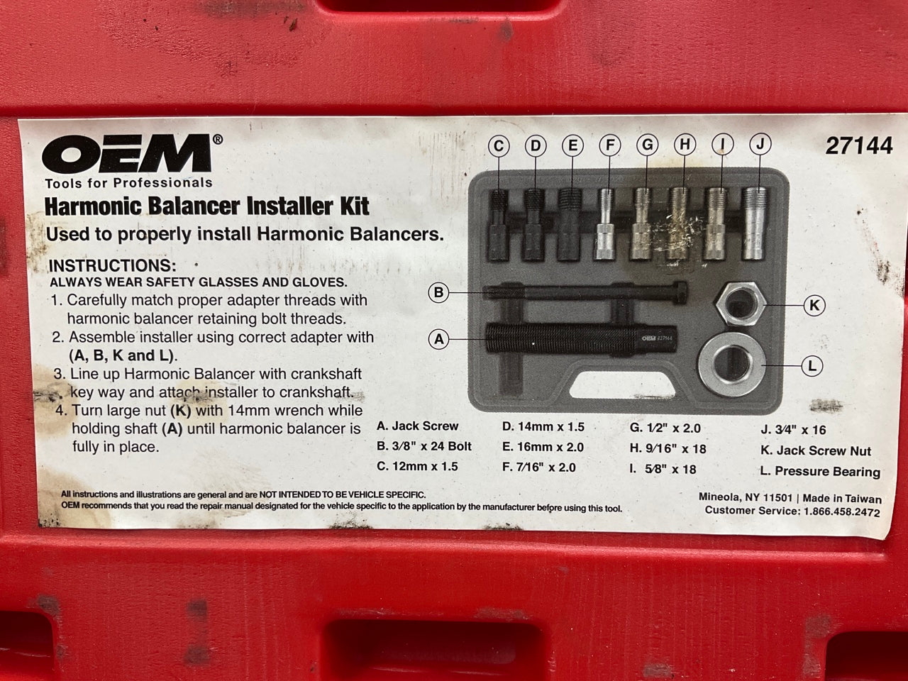 USED #31 OEM Tools 27144 Engine Harmonic Balancer Installer Tool Set