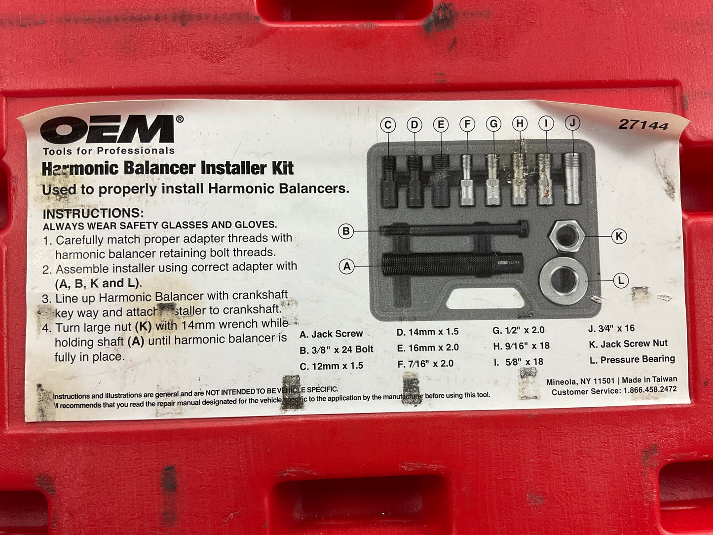 USED #36 OEM Tools 27144 Engine Harmonic Balancer Installer Tool Set
