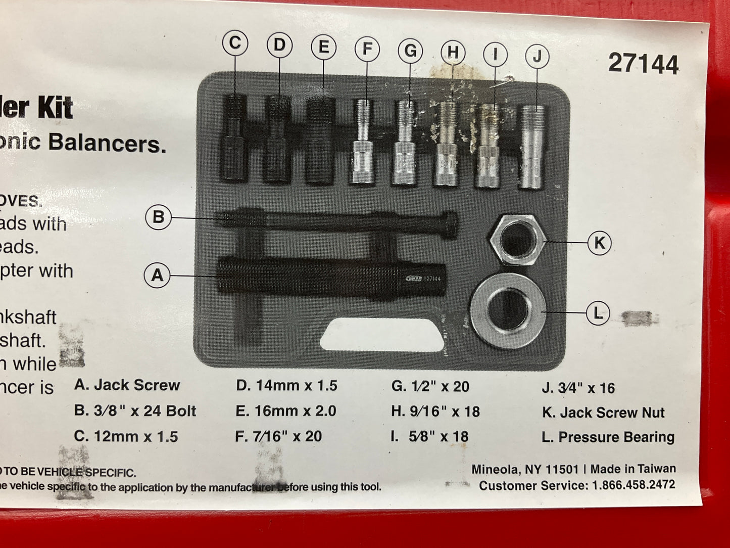 USED #38 OEM Tools 27144 Engine Harmonic Balancer Installer Tool Set