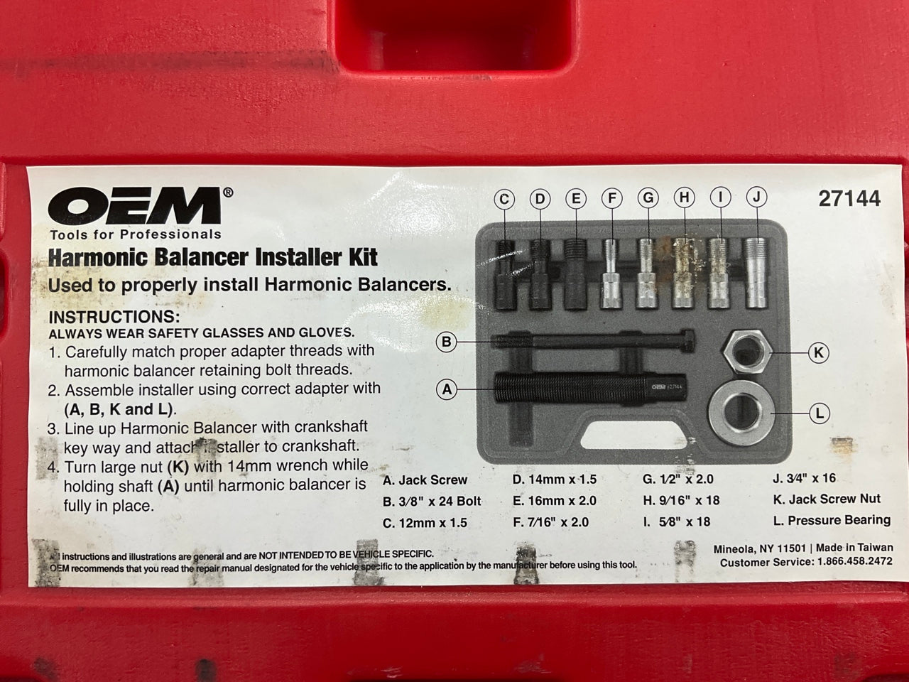 USED #41 OEM Tools 27144 Engine Harmonic Balancer Installer Tool Set