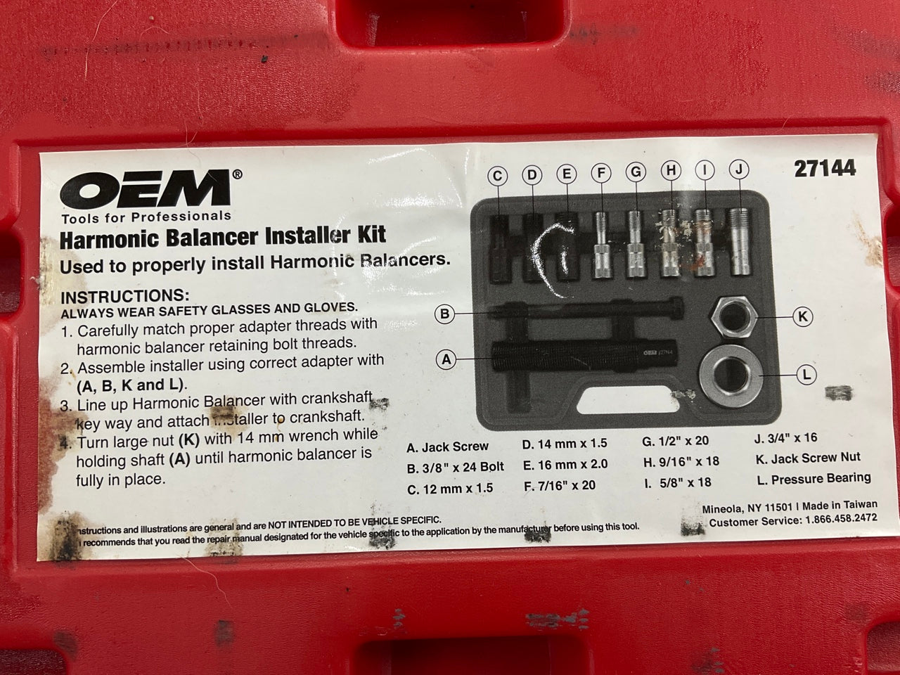 USED #42 OEM Tools 27144 Engine Harmonic Balancer Installer Tool Set