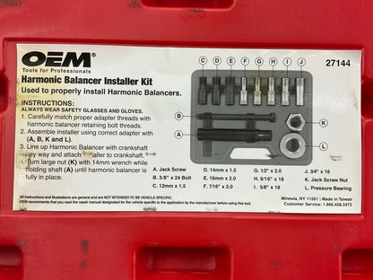 USED #43 OEM Tools 27144 Engine Harmonic Balancer Installer Tool Set