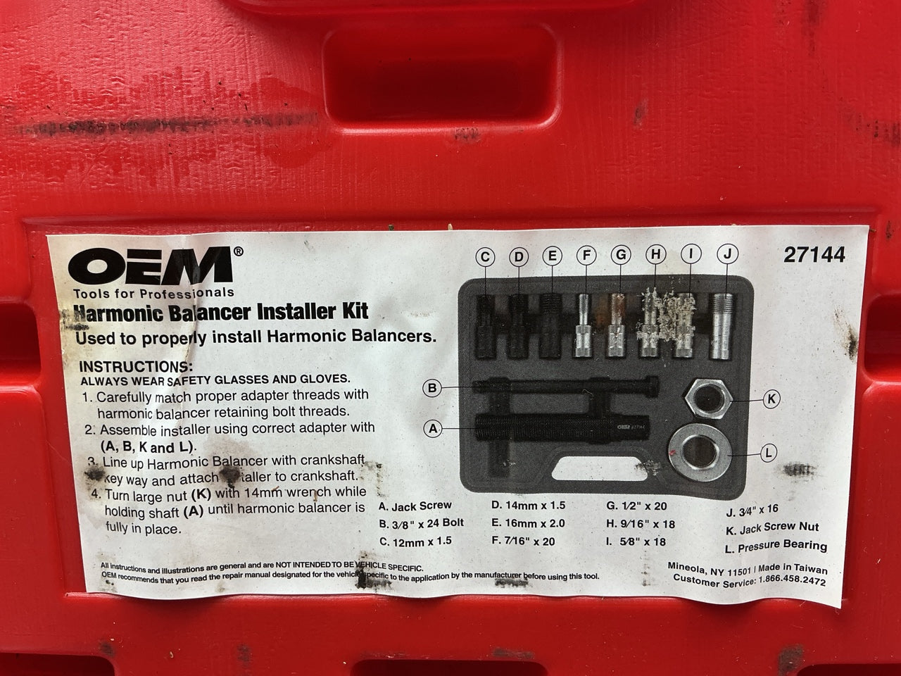 USED #44 OEM Tools 27144 Engine Harmonic Balancer Installer Tool Set