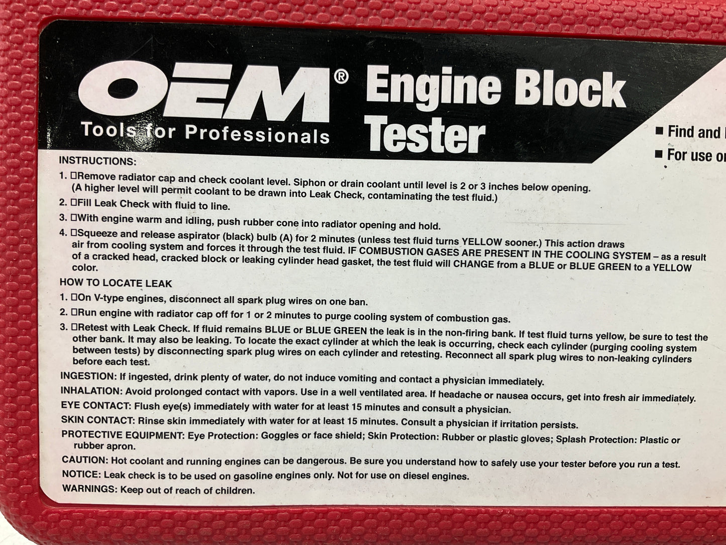 USED - Combustion Leak Detector Block Tester Tool For Engine Blocks