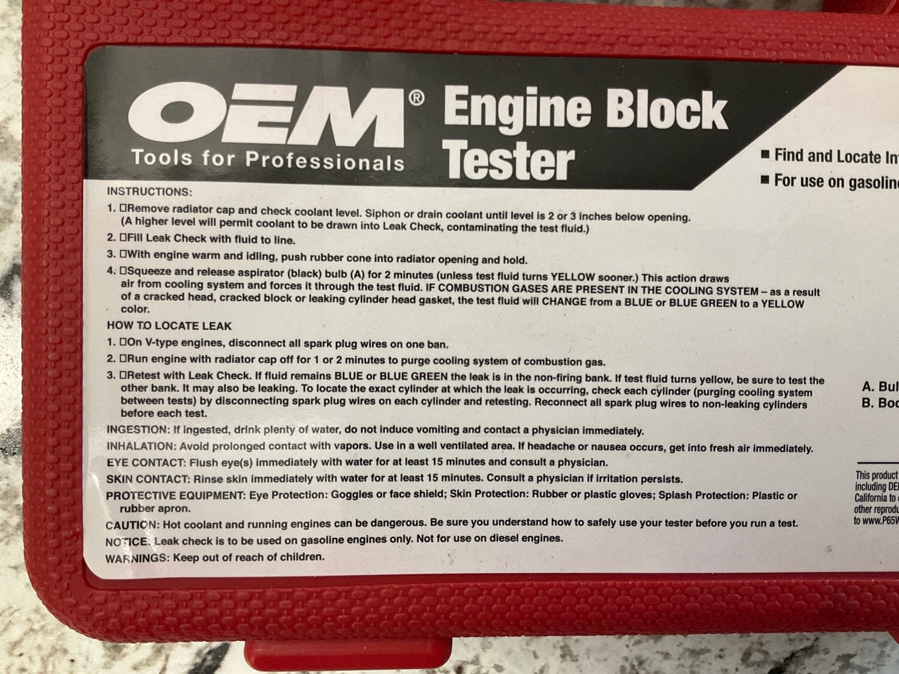 OEM TOOLS 27145 Combustion Leak Detector Block Tester Tool For Engine Blocks