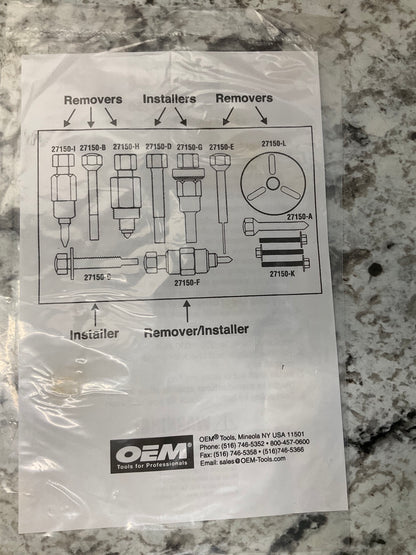 INCOMPLETE & USED #6 - OEM TOOLS 27150 A/C Compressor Clutch Hub Tool Set