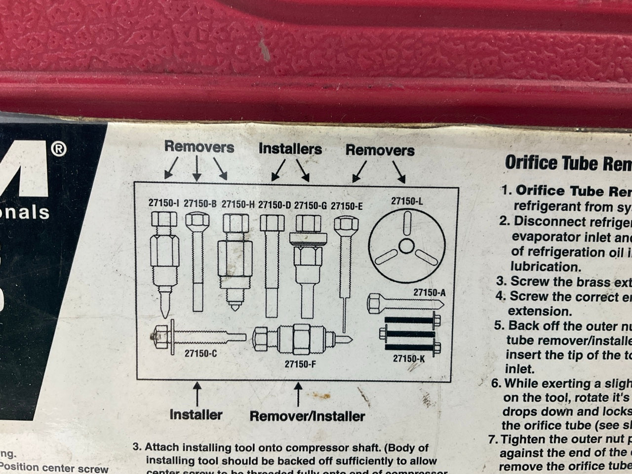 USED #14 - OEM TOOLS 27150 A/C Compressor Clutch Hub Removal Install Tool Set