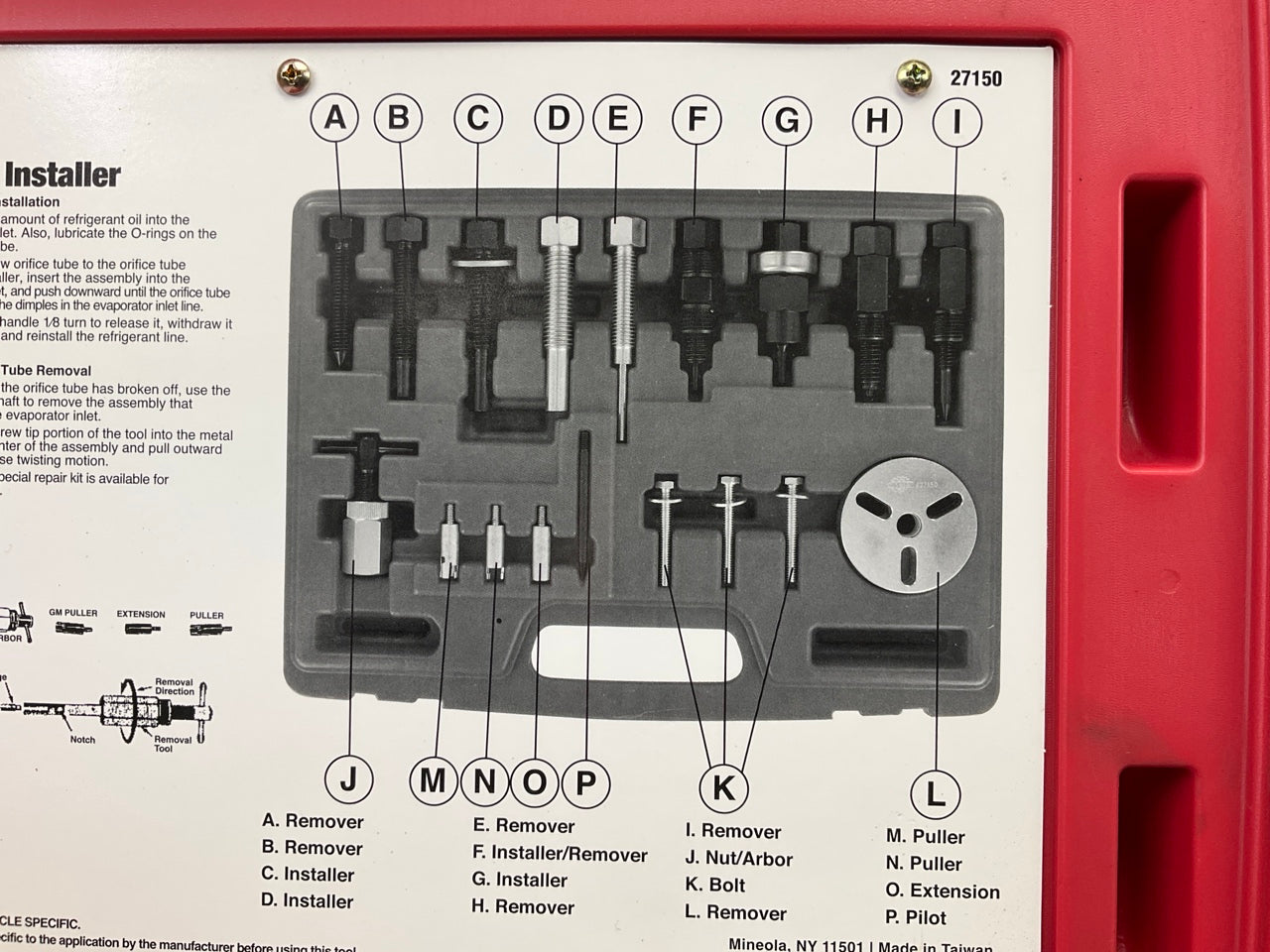 USED #16 - OEM TOOLS 27150 A/C Compressor Clutch Hub Removal Install Tool Set