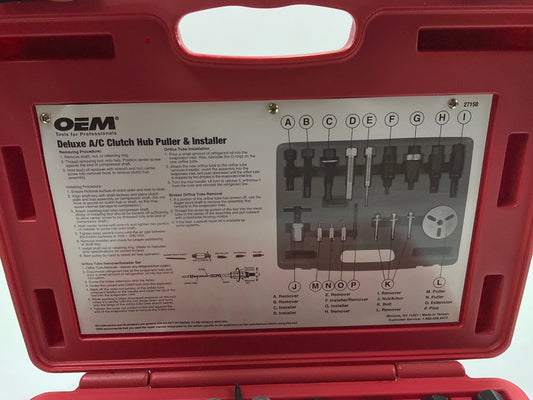 USED #21 OEM TOOLS 27150 A/C Compressor Clutch Hub Removal Install Tool Set Kit