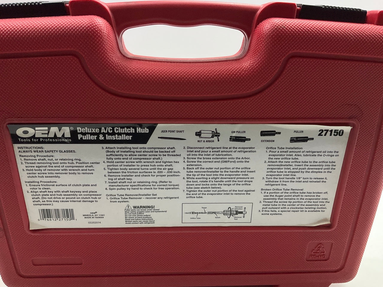 USED #21 OEM TOOLS 27150 A/C Compressor Clutch Hub Removal Install Tool Set Kit