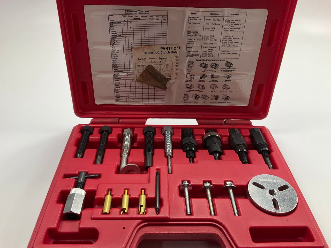USED #22 - OEM TOOLS 27150 A/C Compressor Clutch Hub Removal Install Tool Set