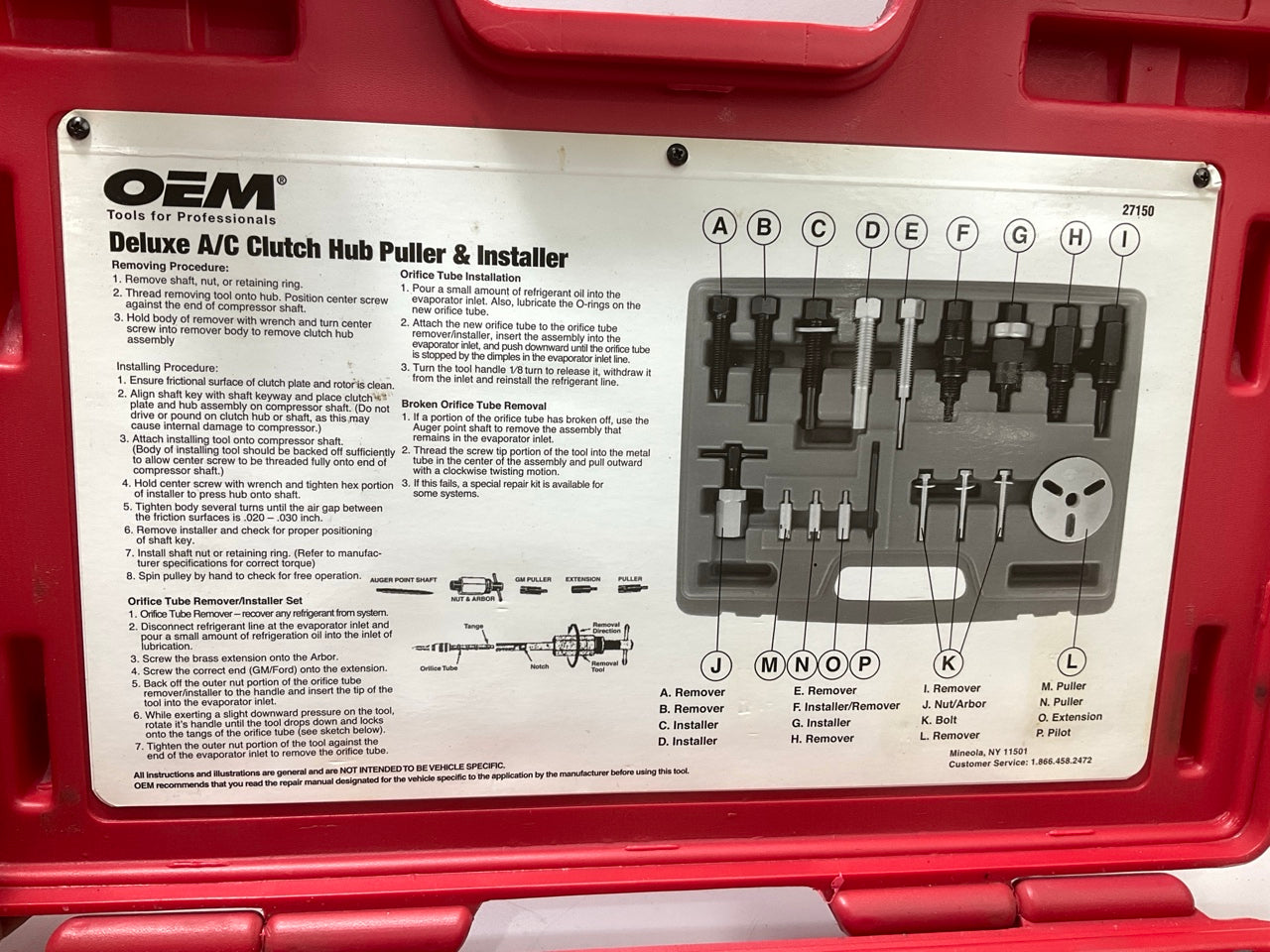 USED #24 - OEM TOOLS 27150 A/C Compressor Clutch Hub Removal Install Tool Set