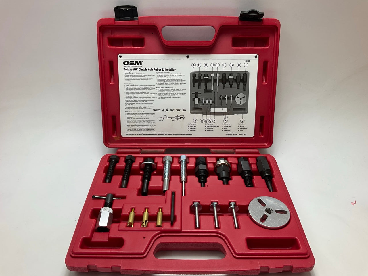 USED #29 OEM TOOLS 27150 A/C Compressor Clutch Hub Removal Install Tool Set Kit