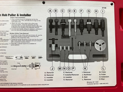 USED #29 OEM TOOLS 27150 A/C Compressor Clutch Hub Removal Install Tool Set Kit