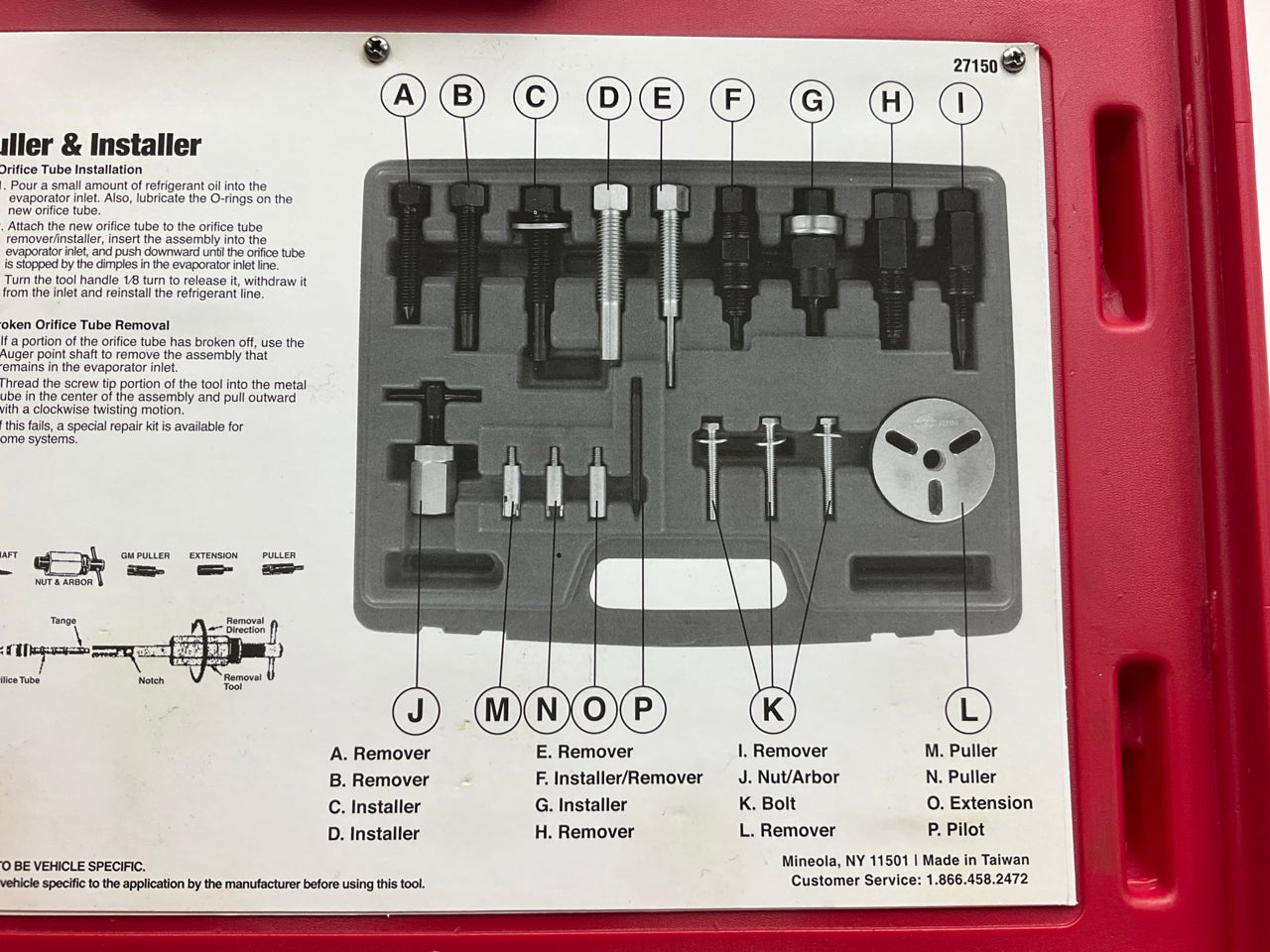 USED #32 - OEM TOOLS 27150 A/C Compressor Clutch Hub Removal Install Tool Set