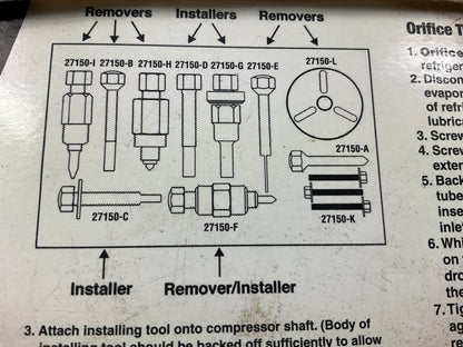 USED #33 - OEM TOOLS 27150 A/C Compressor Clutch Hub Removal Install Tool Set