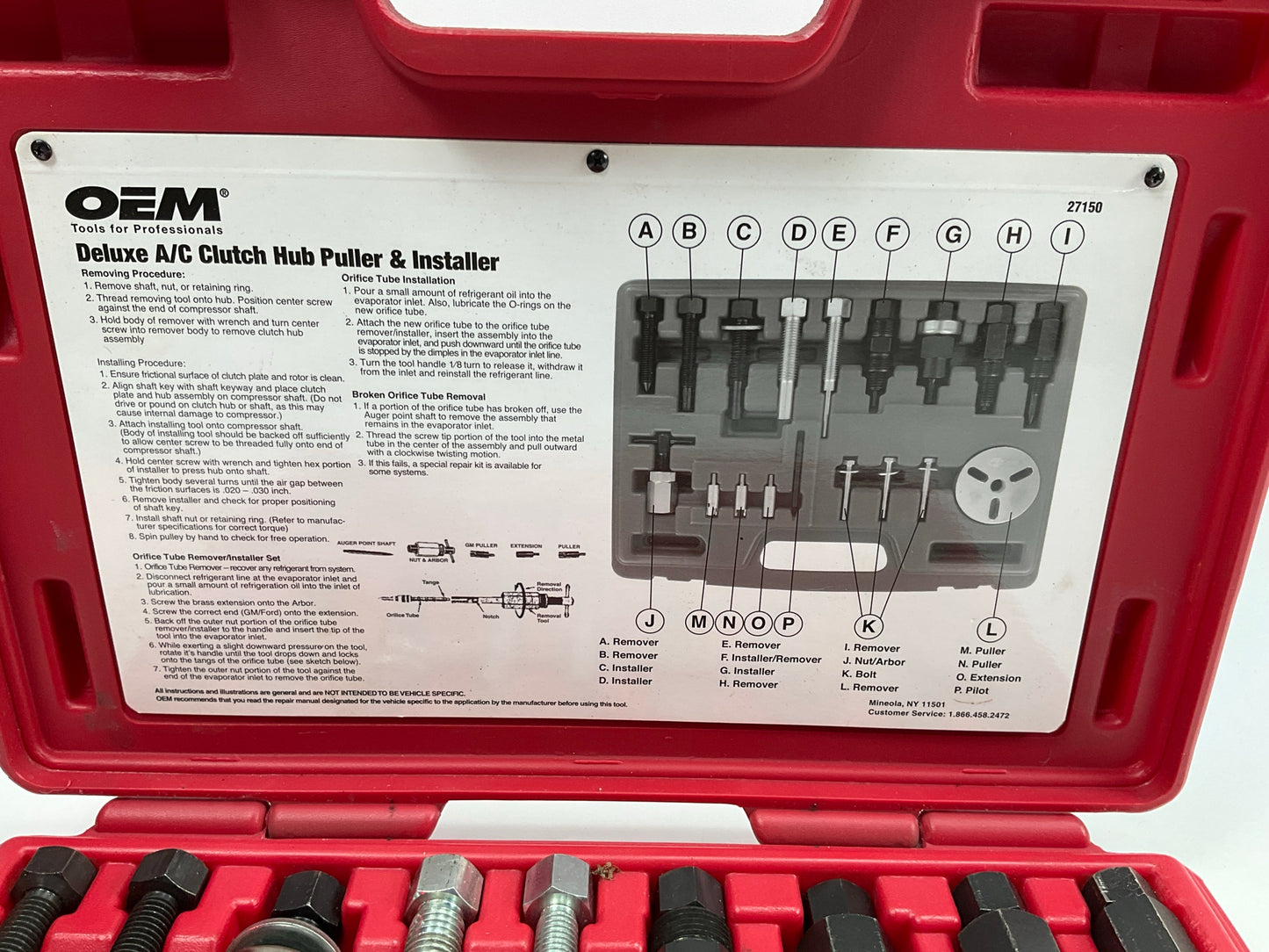 USED #35 - OEM TOOLS 27150 A/C Compressor Clutch Hub Removal Install Tool Set