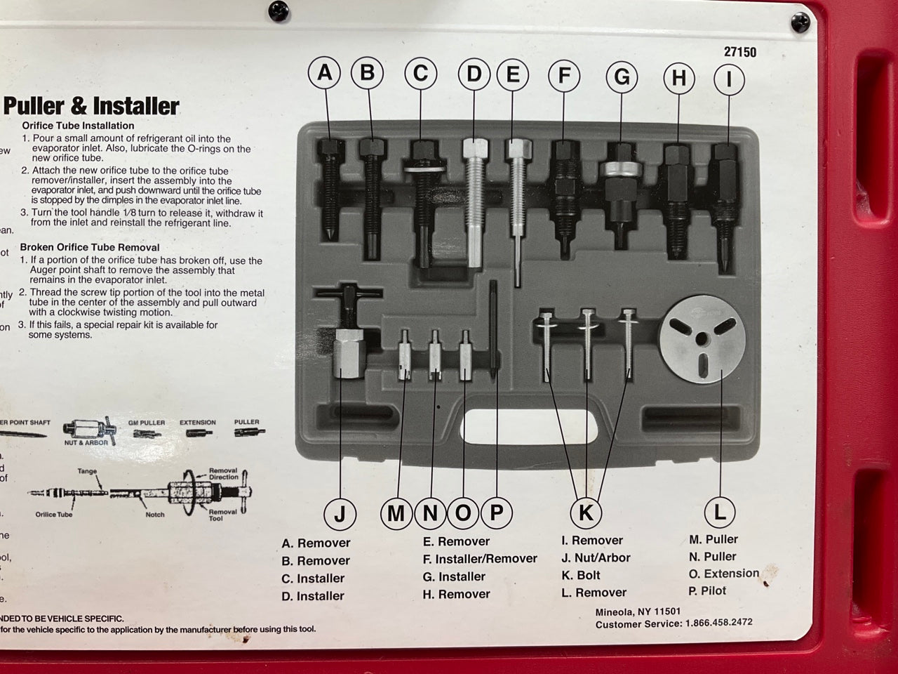 USED #41 OEM TOOLS 27150 A/C Compressor Clutch Hub Removal Install Tool Set Kit