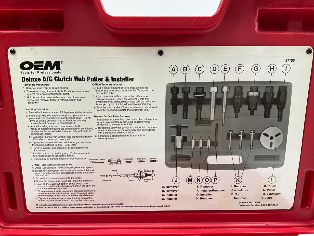 USED #44 - OEM TOOLS 27150 A/C Compressor Clutch Hub Removal Install Tool Set
