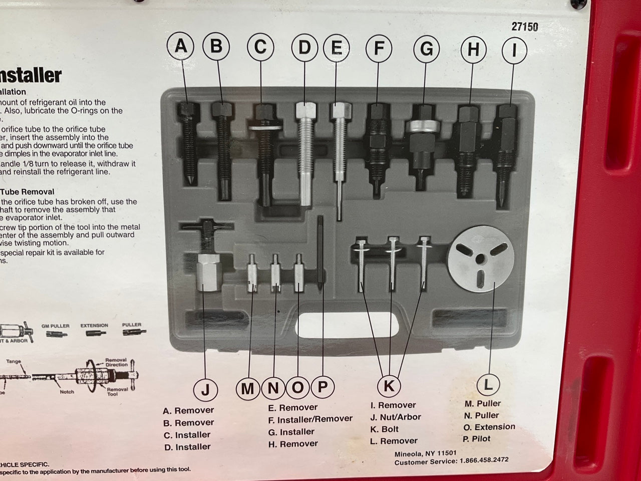 USED #44 - OEM TOOLS 27150 A/C Compressor Clutch Hub Removal Install Tool Set
