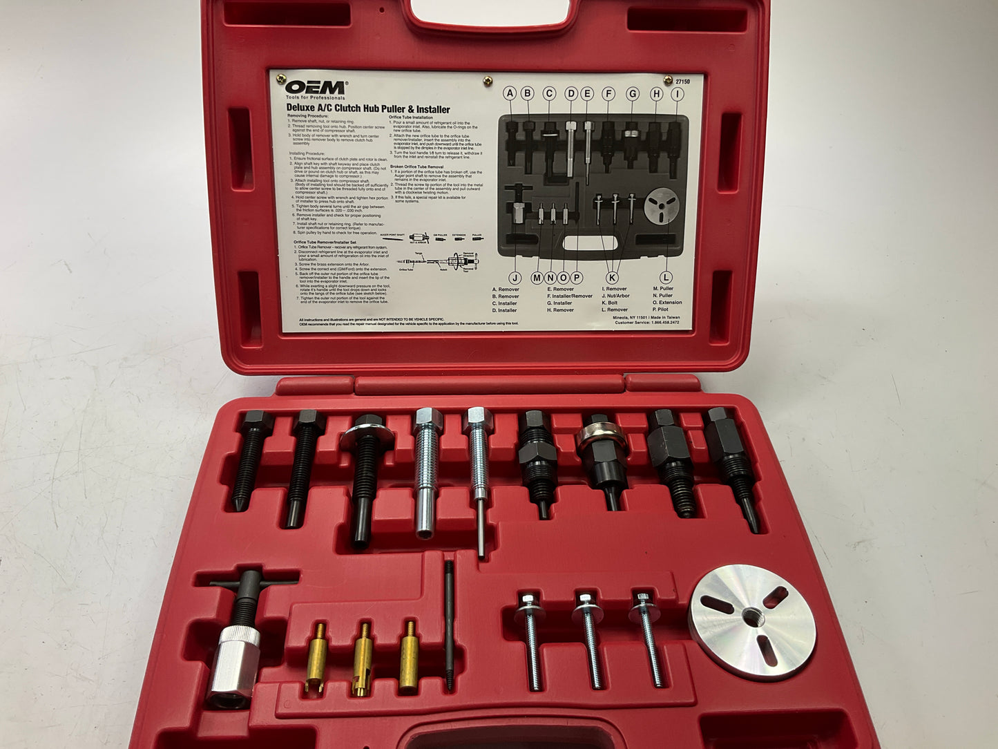 USED #45 OEM TOOLS 27150 A/C Compressor Clutch Hub Removal Install Tool Set Kit