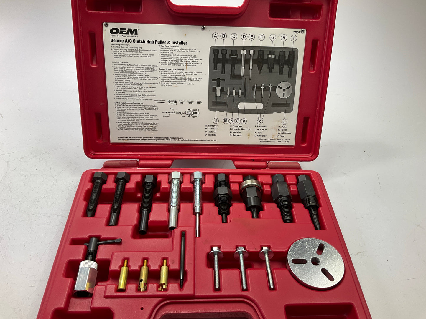 USED #46 OEM TOOLS 27150 A/C Compressor Clutch Hub Removal Install Tool Set Kit