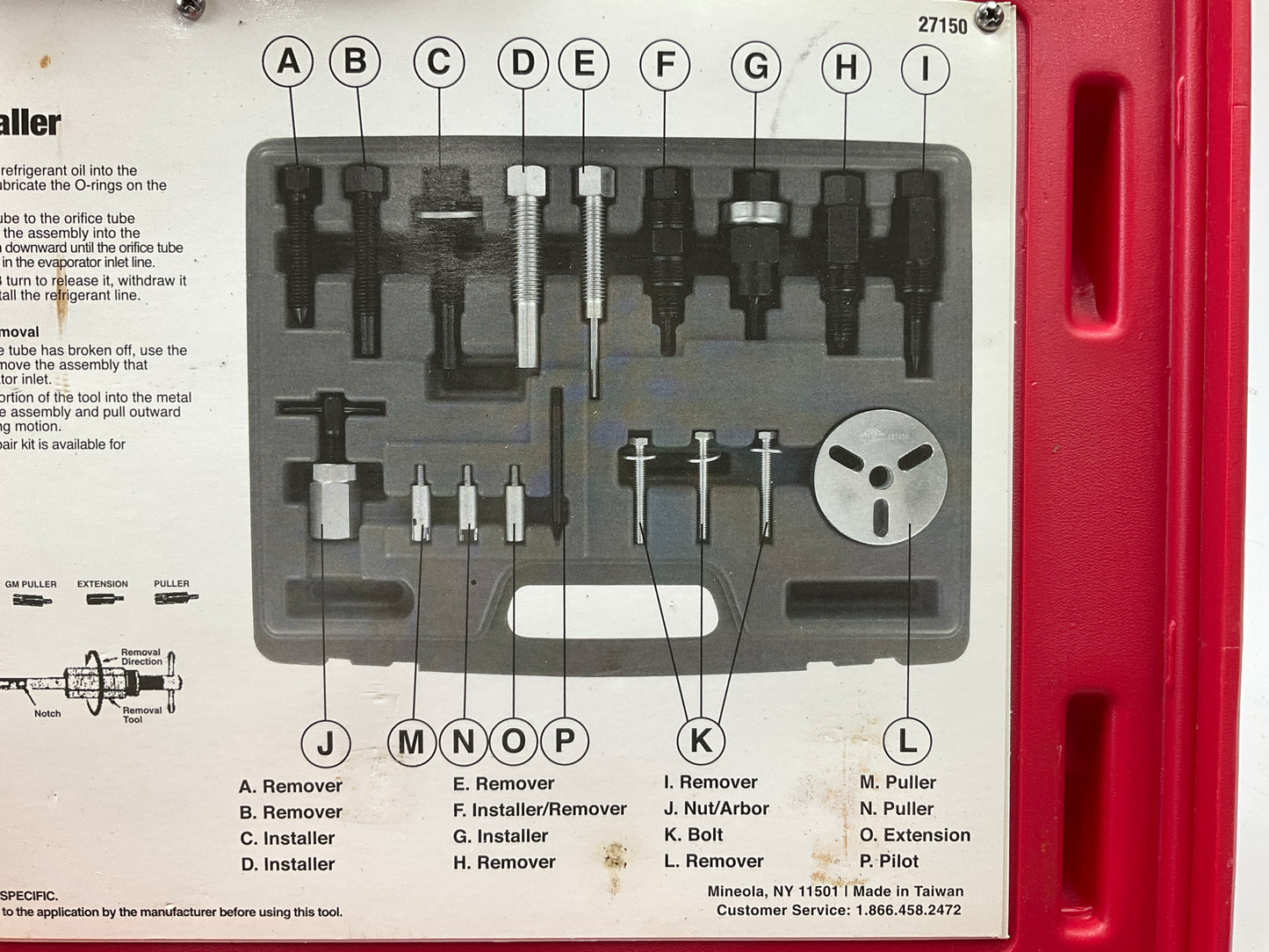 USED #46 OEM TOOLS 27150 A/C Compressor Clutch Hub Removal Install Tool Set Kit