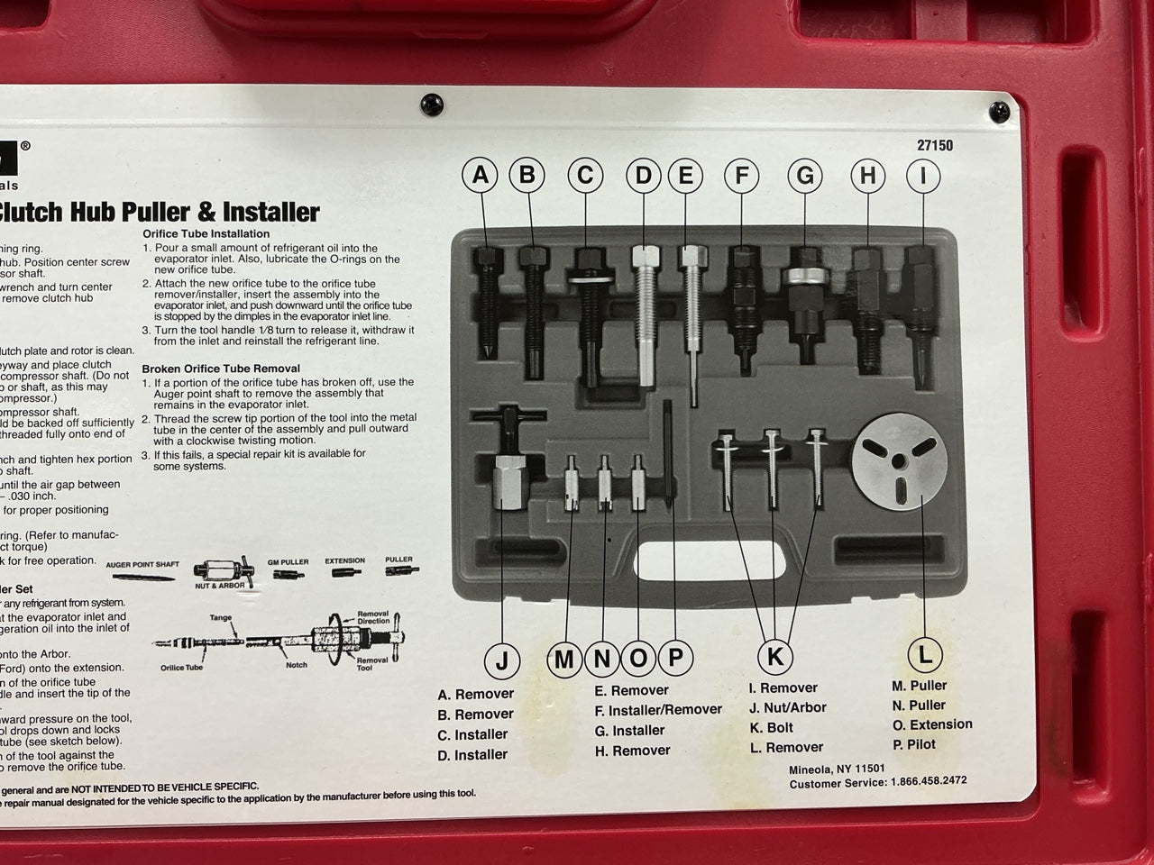 USED #50 - OEM TOOLS 27150 A/C Compressor Clutch Hub Removal Install Tool Set
