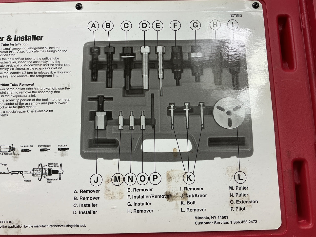 USED #51 - OEM TOOLS 27150 A/C Compressor Clutch Hub Removal Install Tool Set