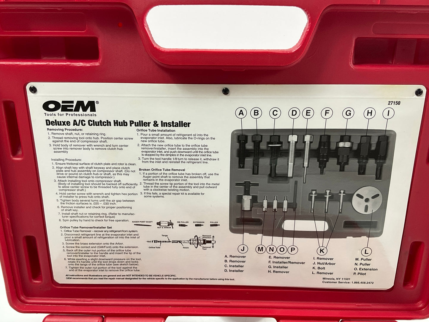 USED #52 - OEM TOOLS 27150 A/C Compressor Clutch Hub Removal Install Tool Set