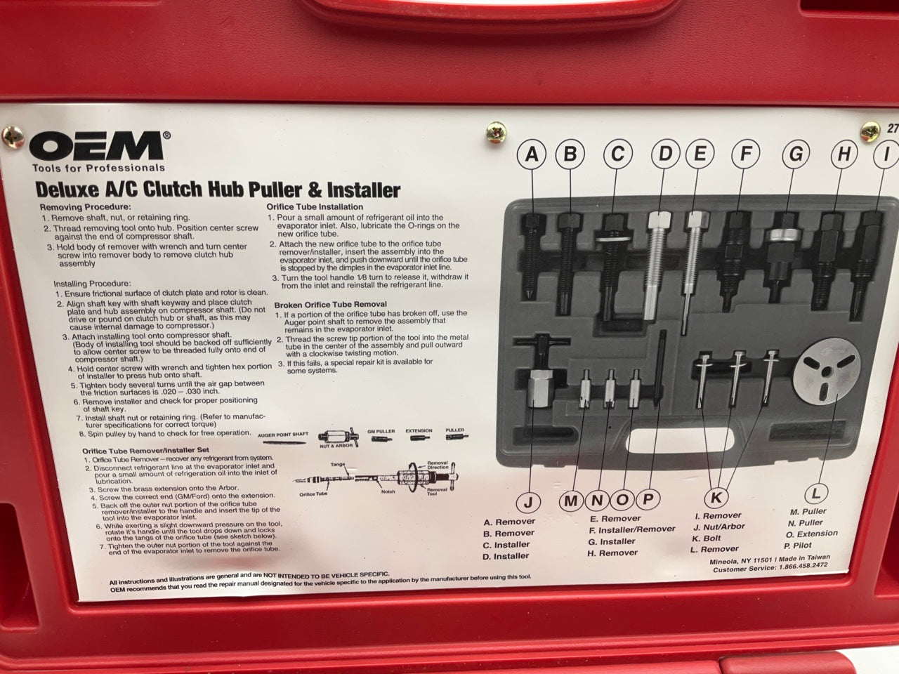 USED # 55 - OEM TOOLS 27150 A/C Compressor Clutch Hub Removal Install Tool Set