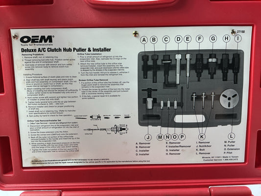 USED #60 - OEM TOOLS 27150 A/C Compressor Clutch Hub Removal Install Tool Set